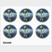 Alien - Peace V Sign Ronde Sticker (Vel)