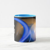 ALIEN PEARL Blue Oranje Black Fractals Mok (Midden)