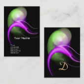 ALIEN PEARL MONOGRAM Levendige zwarte roze groen Visitekaartje (Voorkant / Achterkant)