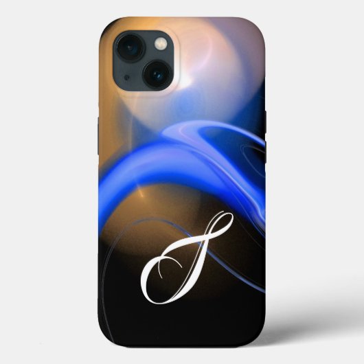 ALIEN PEARL MONOGRAM White Blue Fractal Swirls Case-Mate iPhone Case (Achterkant)