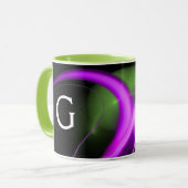 ALIEN PEARL Paars Green Black Fractals Mok (Voorkant links)