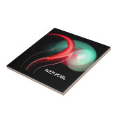 ALIEN PEARL Red Green Black Fractals Tegeltje (Zijkant)