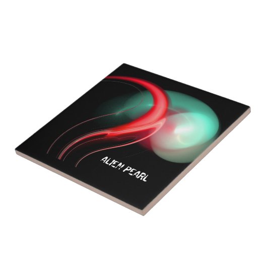 ALIEN PEARL Red Green Black Fractals Tegeltje (Zijkant)
