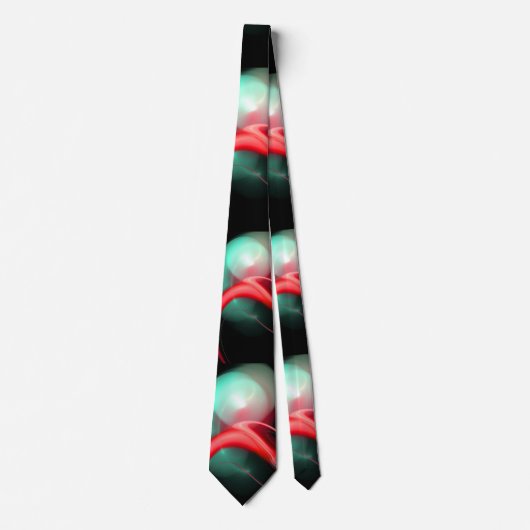 ALIEN PEARL Red Green Fractal Swirls in Black Stropdas (Voorkant)