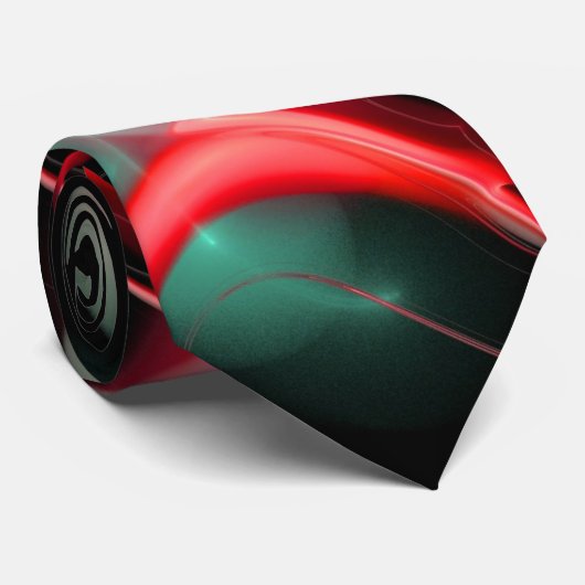 ALIEN PEARL Red Green Fractal Swirls in Black Stropdas (Opgerold)