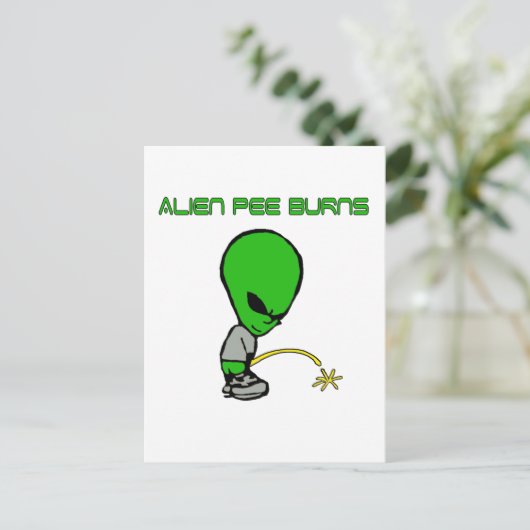Alien Pee Burns Briefkaart (Staand voorkant)