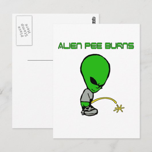 Alien Pee Burns Briefkaart (Voorkant / Achterkant)