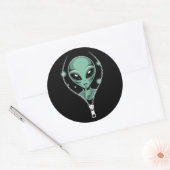 Alien Peeping Ronde Sticker (Envelop)