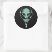 Alien Peeping Ronde Sticker (Tas)
