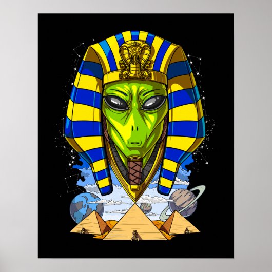 Alien Pharaoh Egypt Tutankhamun Ancient Annunaki Poster (Voorkant)
