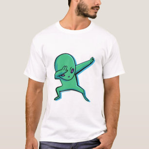 Alien pictogram grappig gebaar handgetekende carto t-shirt