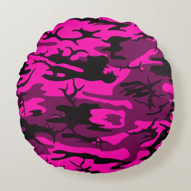 Alien Pink Camo Sierkussen Rond Kussen (Voorkant)