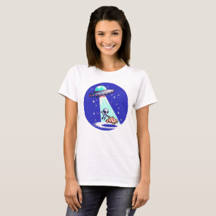 Alien Pizza Abduction - Grappig Pixel Art UFO Desi T-shirt