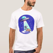 Alien Pizza Abduction - Grappig Pixel Art UFO Desi T-shirt (Voorkant)
