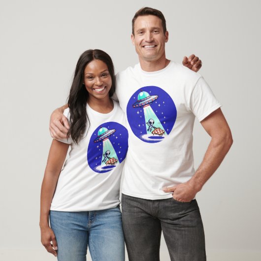 Alien Pizza Abduction - Grappig Pixel Art UFO Desi T-shirt (Unisex)