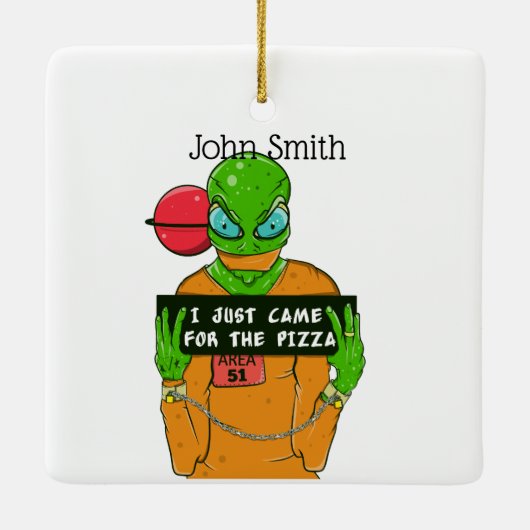 Alien pizza Area 51 Keramisch Ornament (Achterkant)