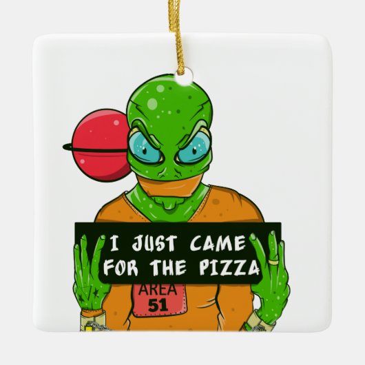 Alien pizza Area 51 Keramisch Ornament (Voorkant)