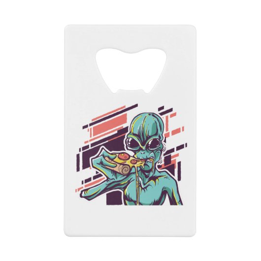 Alien Pizza Creditkaart Flessenopener (Voorkant)