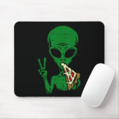 Alien Pizza Eating Peace Fun Space Area-51 Hallowe Muismat (Met muis)