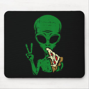 Alien Pizza Eating Peace Fun Space Area-51 Hallowe Muismat