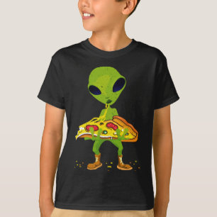 Alien Pizza Eten Vrede Grappige Ruimte Voedsel Lie T-shirt