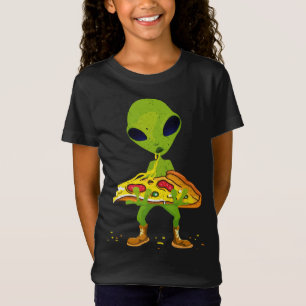 Alien Pizza Eten Vrede Grappige Ruimte Voedsel Lie T-shirt
