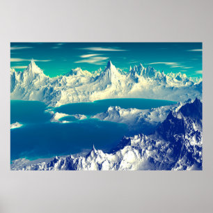 Alien Planet - 3D ed Computer Artwork. Rocks en s Poster