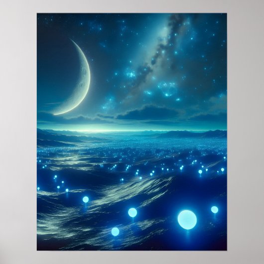 Alien Planet en Alien LifeForms in het blauw Poster (Voorkant)