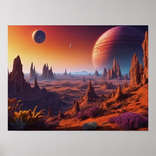 Alien Planet Landschap Poster (Voorkant)