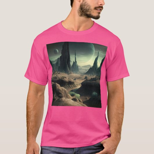 Alien Planet Landschap T-shirt (Voorkant)
