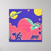 Alien Planet Retro Sci-Fi Canvas Afdruk (Voorkant)