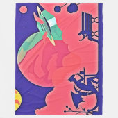 Alien Planet Retro Sci-Fi Fleece Deken (Voorkant)