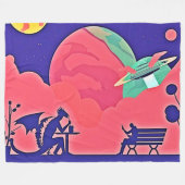 Alien Planet Retro Sci-Fi Fleece Deken (Voorkant (Horizontaal))