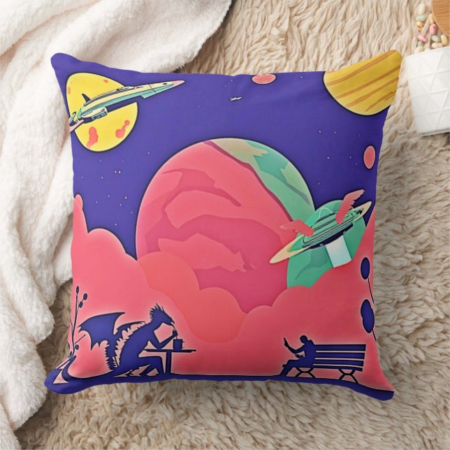 Alien Planet Retro Sci-Fi Kussen (Deken)
