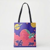 Alien Planet Retro Sci-Fi Tote Bag (Voorkant)