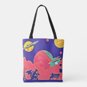 Alien Planet Retro Sci-Fi Tote Bag (Achterkant)