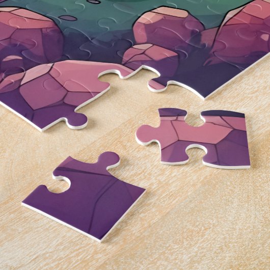 Alien Planet UFO edelstenen Violet Mountains Legpuzzel (Zijkant)