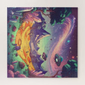 Alien Planet UFO edelstenen Violet Mountains Legpuzzel (Horizontaal)