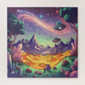 Alien Planet UFO edelstenen Violet Mountains Legpuzzel (Verticaal)