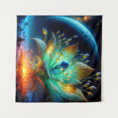 Alien Plant Bloeit Een Planeet-Creëer Bloem Wandkleed (Voorkant (horizontaal))