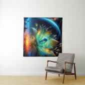 Alien Plant Bloeit Een Planeet-Creëer Bloem Wandkleed (In Situ (horizontaal))