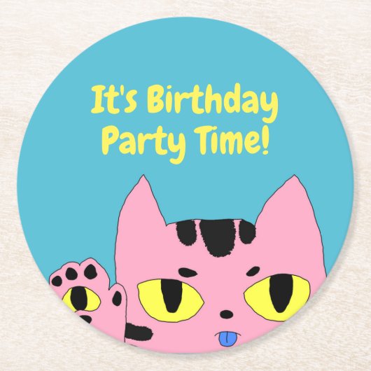 Alien Pocket Cat Ronde Kartonnen Onderzetter (Voorkant)