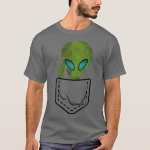 Alien Pocket Cool Funny Cute Peace UFO-cadeau T-shirt