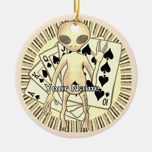 Alien Poker  Keramisch Ornament (Voorkant)