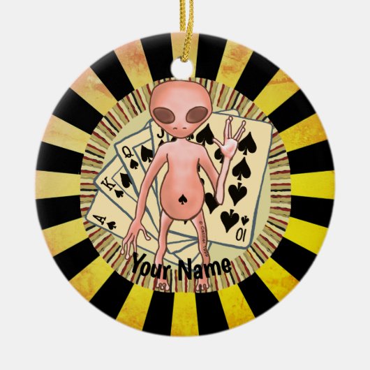 Alien Poker-ornament Keramisch Ornament (Voorkant)