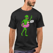Alien Pool Party Flamingo Float Ufo Extraterrestre T-shirt (Voorkant)