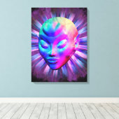 Alien Psychedelische Meditatie Canvas Afdruk (Insitu (Houten vloer))