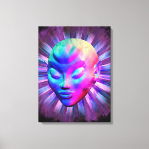 Alien Psychedelische Meditatie Canvas Afdruk