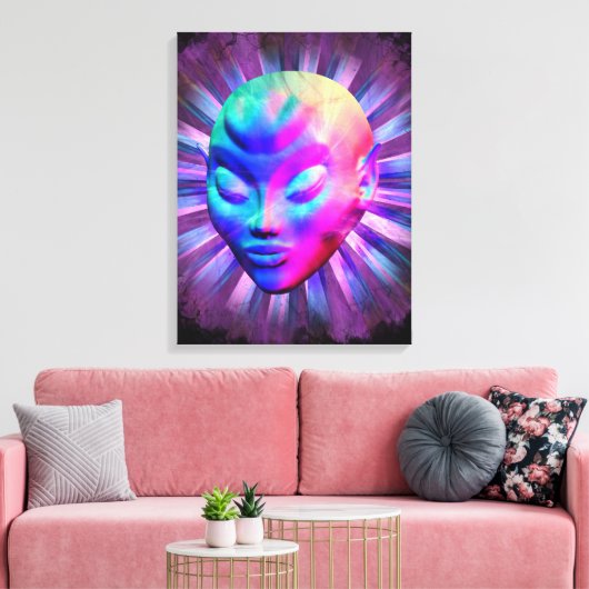 Alien Psychedelische Meditatie Canvas Afdruk (Insitu (Woonkamer))