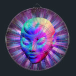 Alien Psychedelische Meditatie Dartbord<br><div class="desc">Raar, mystiek en psychedelisch buitenaards portret op kosmos. Hij lijkt in telepathische communicatie met andere werelden. 3D Digitale Kunst onder exclusieve BluedarkArt Copyright.</div>